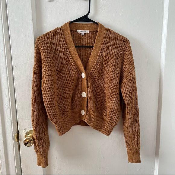 Madewell Cotton Greywood Cropped Cardigan in Toffee S - Picture 3 of 7